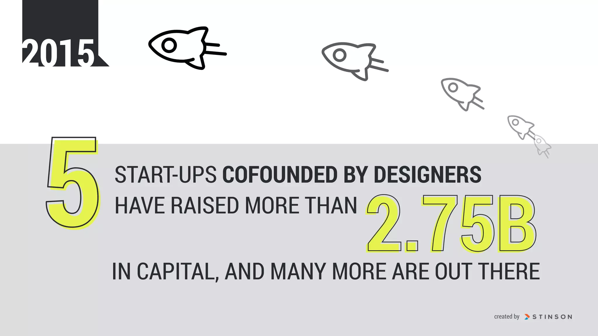 START-UPS COFOUNDED BY DESIGNERS
HAVE RAISED MORE THAN
2.75B2.75B55IN CAPITAL, AND MANY MORE ARE OUT THERE
2015
created by
 
