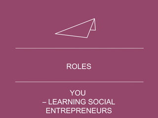 ROLES
YOU
– LEARNING SOCIAL
ENTREPRENEURS
 