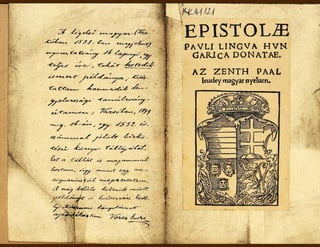 Epistolae Pauli lingua Hungarica donatae, Az Zenth Paal leueley magyar nyeluen 