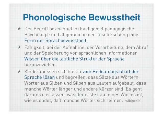 Was Ist Phonologische Bewusstheit 03.2 Aspekte des Schriftspracherwerbs, Phonologische Bewusstheit