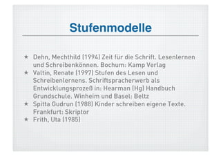 05 Aspekte des Schriftspracherwerbs, Stufenmodelle | PPT