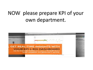 NOW please prepare KPI of your
     own department.
 
