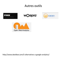 Autres outils
http://www.skeelbox.com/5-alternatives-a-google-analytics/
 