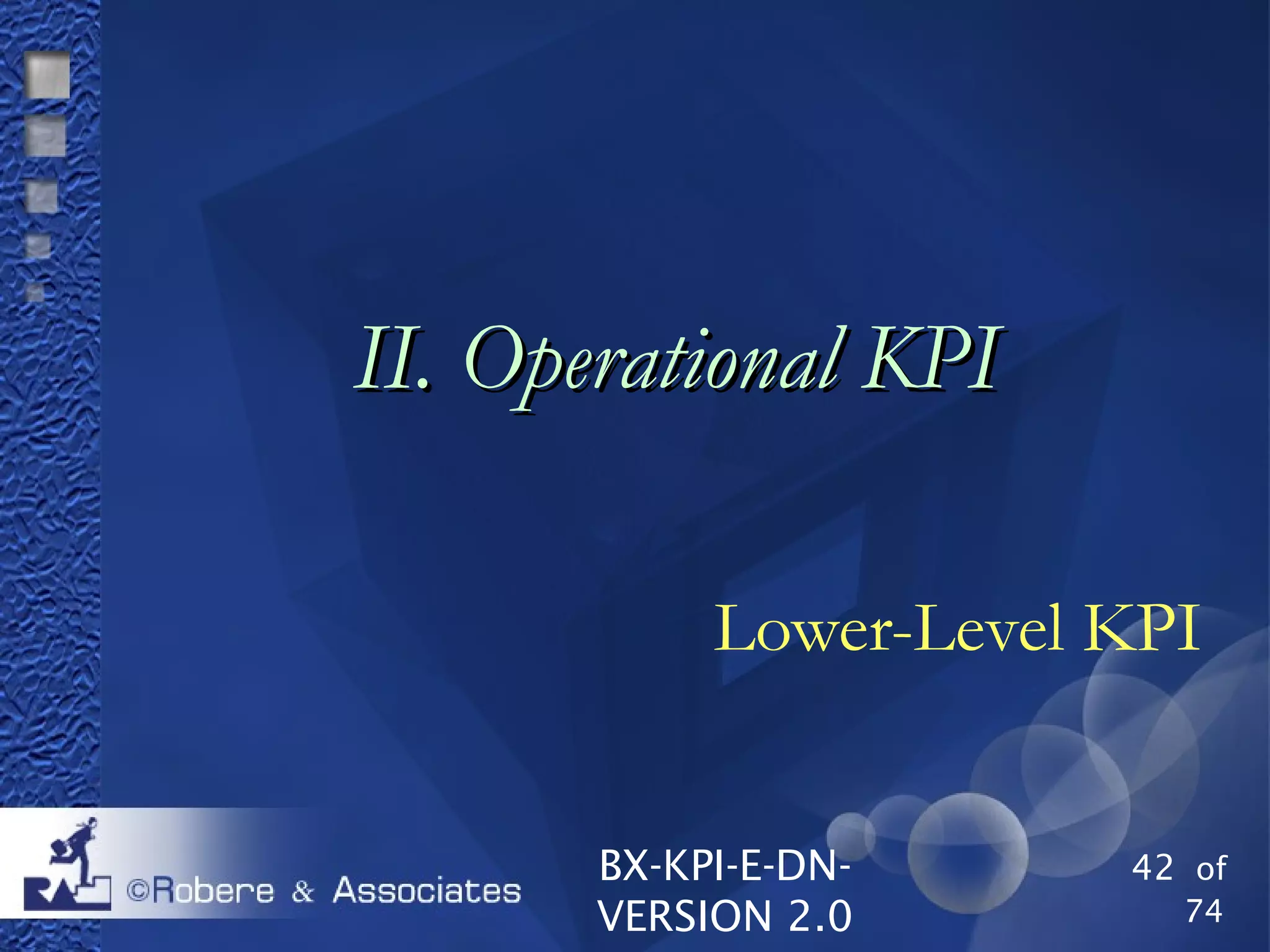 BX-KPI-E-DN-
VERSION 2.0
42 of
74
II. Operational KPIII. Operational KPI
Lower-Level KPI
 