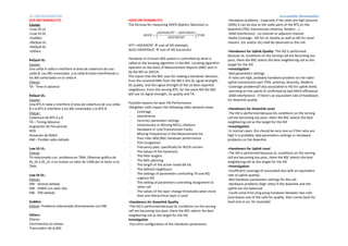 Accessibility/Retainability

2G TROUBLESHOOTING

DCR (RETAINABILITY)
Causas:
>Low SS UL
>Low SS DL
>Sudden
>RxQual UL
>RxQual DL
>Others
RxQual UL:
Causas:
Una celda A radia e interfiere el área de cobertura de una
celda B. Los MS conectados a la celda B están interfiriendo a
los MS conectados en la celda A.
Checar:
TA - Time in advance
RxQual DL:
Causas:
Una BTS A radia e interfiere el área de cobertura de una celda
B y la BTS A interfiere a los MS conectados a la BTS B.
Checar:
Cobertura de BTS A y B
TA – Timing Advance
Asignación de frecuencias
HCN
Asinación de MAIO
HW – Posible radio dañado
Low SS UL:
Checar:
TA relacionado con problema en TMA. Observar gráfica de
SS_DL y SS_UL si se mueve un valor de 12dB por lo tanto si es
TMA.
Low SS DL:
Checar:
HW - Antena dañada
HW - VSWR con valor alto
HW - TRX dañado
Sudden:
Checar: Problema relacionado directamente con HW
Others:
Checar:
Corrimientos en enlace
Transcoders de la BSC

HOFR (RETAINABILITY)
The formula for measuring HOFR (Optimi, Movistar) is:
=

ATT= HOVERCNT
SUCC=HOVERSUC

−

100

sum of HO attempts
sum of HO Successful

Handover in Ericsson BSS system is controlled by what is
called as the locating algorithm in the BSC. Locating algorithm
i
operates on the basis of Measurement Reports (MR) sent in
by the MS on SACCH.
The inputs that the BSC uses for making a handover decision,
from the received MRs from the MS is the DL signal strength,
DL quality, and the signal strength of the six best reported
neighbours. From the serving BTS, for the same MS the BSC
will use UL signal strength, UL quality and TA.
Possible reasons for poor HO Performance:
>Neighbor Cells impact the following radio network areas:
Coverage
Interference
Incorrect parameter settings
Unnecessary or Missing NCELL relations
Hardware or Link/Transmission Faults
Missing Frequencies in the Measurement list
Poor Inter MSC/BSC handover performance
TCH Congestion
Frecuency plan, specifically for BCCH carriers
The values of the hysteresis
The filter lengths
The BSIC planning
The length of the active mode BA list
The defined nieghbours
The settings of parameters controlling TA and BQ
urgency HO
The setting of parameters controlling Assignment to
other cell
The values of the layer change thresholds when more
than one Hierarchical layer si used
>Handovers for Downlink Quality
-The HO is performed because DL conditions on the serving
cell are becoming too poor, there the BSC selects the best
neighboring cell as the target for the HO
Investigation
-Too strict configuration of the Handover parameters

-Hardware problems : Especially if the rates are high (around
100%) it can be due to the radio parts of the BTS on the
downlink (TRX, transmission antenna, feeders ...)
-GSM interference : co-channel or adjacent channel
-Radio Coverage : HO for UL Quality as well as HO for Level
reasons (UL and/or DL) shall be observed on the cell.
>Handovers for Uplink Quality- The HO is performed
because UL conditions on the serving cell are becoming too
poor, there the BSC selects the best neighboring cell as the
target for the HO
>Investigation
-Bad parameters settings
-If rates are high, probably hardware problem on the radio
uplink transmission part (TRX, antenna, diversity, feeders)
-Coverage problems(if also associated to HO for uplink level)
-Jamming on the uplink (if confirmed by bad RACH efficiency)
-GSM interference : if there’s an equivalent rate of handovers
for downlink quality
>Handovers for Downlink Level
-The HO is performed because DL conditions on the serving
cell are becoming too poor, there the BSC selects the best
neighboring cell as the target for the HO
>Investigation
-In normal cases, this should be very rare so if the rates are
high it is probably: Bad parameters settings or Hardware
problems on the downlink
>Handovers for Uplink Level
-The HO is performed because UL conditions on the serving
cell are becoming too poor, there the BSC selects the best
neighboring cell as the target for the HO
>Investigation
-Insufficient coverage (if associated also with an equivalent
rate of uplink quality)
-Bad handover parameters settings for the cell
-Hardware problems (high rates) if the downlink and the
uplink are not balanced
-Could come from ping pong handover between two cells
(one leaves one of the cells for quality, then comes back for
level and so on, for example)

 