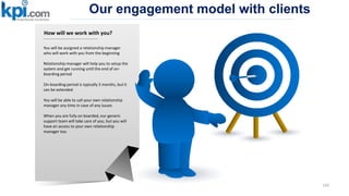 Our engagement model with clients
165
You will be assigned a relationship manager
who will work with you from the beginning
Relationship manager will help you to setup the
system and get running until the end of on-
boarding period
On-boarding period is typically 3 months, but it
can be extended
You will be able to call your own relationship
manager any time in case of any issues
When you are fully on boarded, our generic
support team will take care of you, but you will
have an access to your own relationship
manager too.
How will we work with you?
 