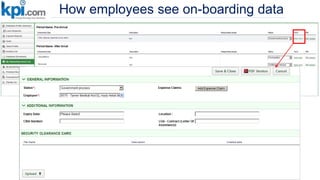 How employees see on-boarding data
 