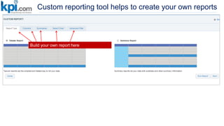 Custom reporting tool helps to create your own reports
Build your own report here
 