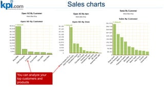 Sales charts
You can analyze your
top customers and
products
 