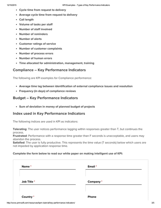 Kpi examples types of key performance indicators | PDF | Operating ...