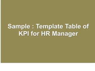 Sample : Template Table of
KPI for HR Manager
 