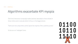 Algorithms exacerbate KPI myopia
SEMETRICAL
Over time it becomes increasingly harder (and less desirable) to think outside...
