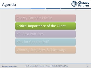 North America | Latin America | Europe | Middle East | Africa | Asia
North America | Latin America | Europe | Middle East | Africa | Asia©Chazey Partners 2014 14
Critical Importance of the Client
 