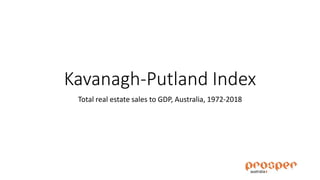 Kavanagh-Putland Index
Total real estate sales to GDP, Australia, 1972-2018
 