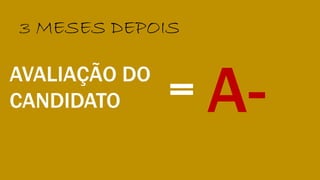 AVALIAÇÃO DO
CANDIDATO = A-
3 MESES DEPOIS
 