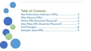 Summarized version of Key Performance Indicators (KPIs) for Security ...