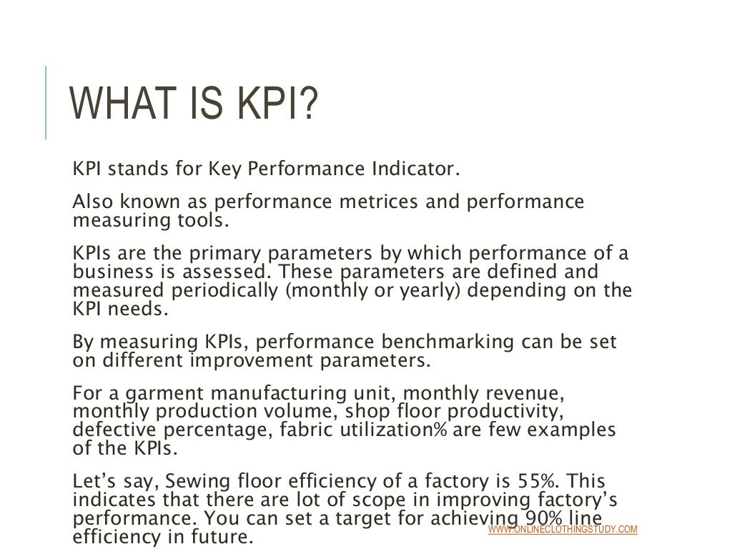 Apparel Manufacturing Key Performance Indicators (KPI)