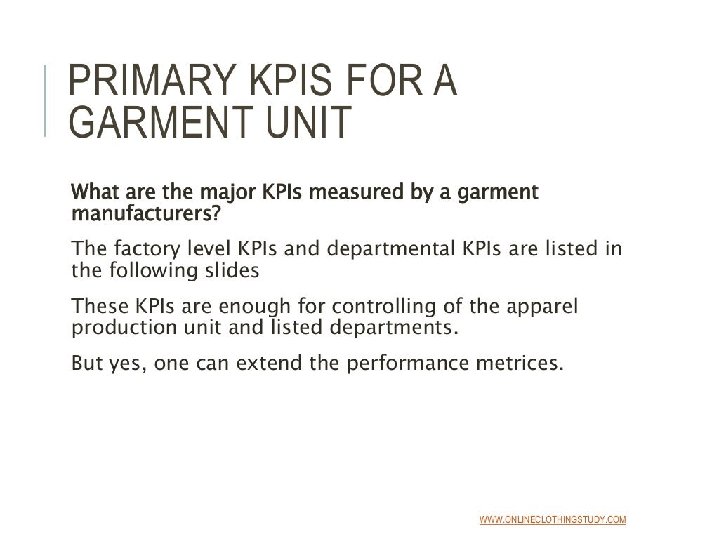 Apparel Manufacturing Key Performance Indicators (KPI)