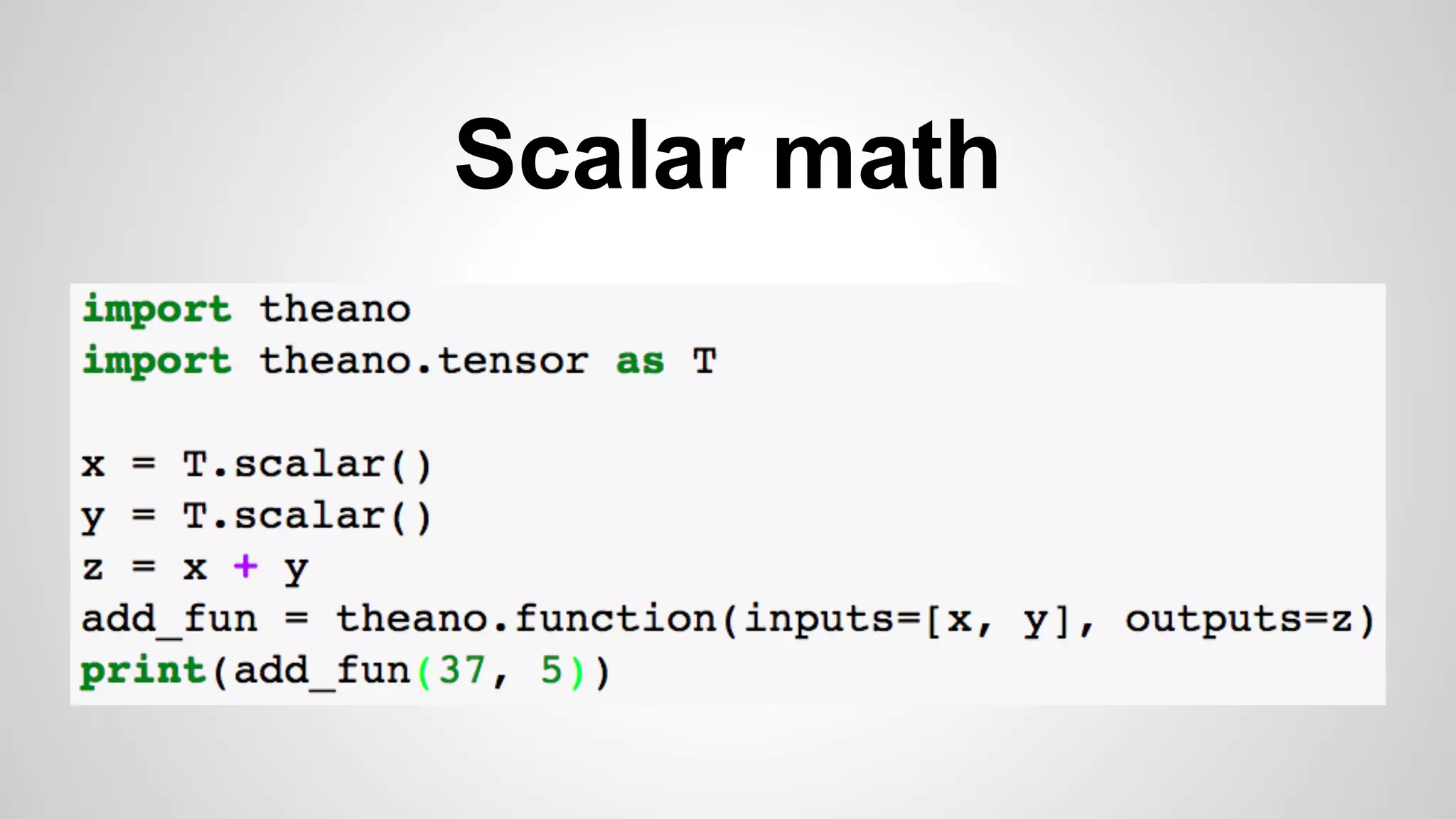 Scalar math