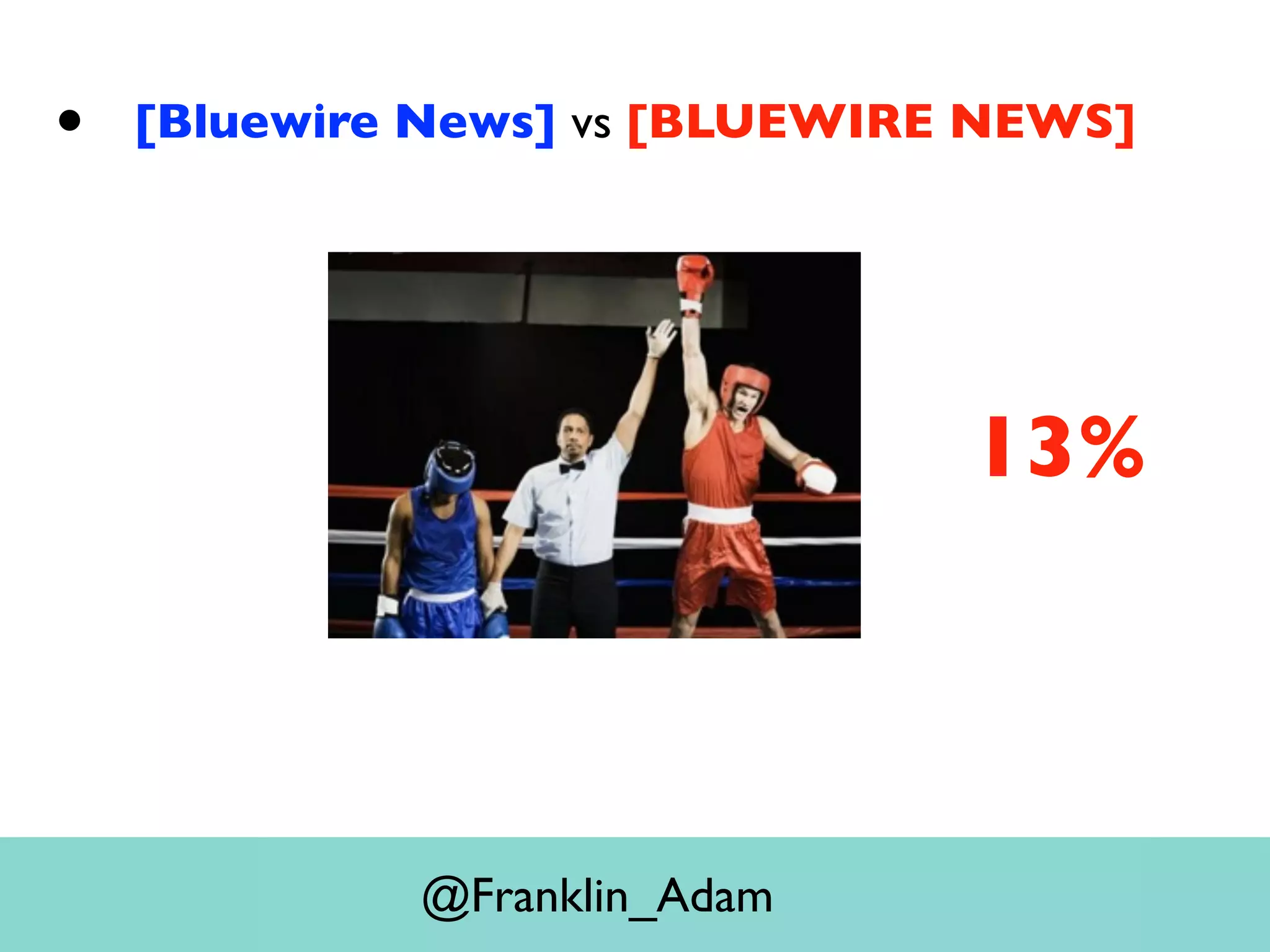 13%
• [Bluewire News] vs [BLUEWIRE NEWS]
@Franklin_Adam
 