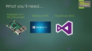 One Windows
Desktop
SKU
PC
2 in 1
Mobile
SKU
Tablet
Phablet
Phone
Xbox
SKU
Xbox
IoT
SKU
Band
IoT headless
SKU
Raspberry Pi
Home
Automation
Surface Hub
SKU
Surface Hub
Holographic
SKU
HoloLens
 