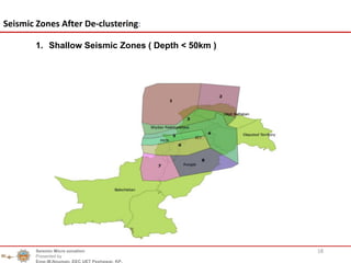 18
Seismic Zones After De-clustering:
1. Shallow Seismic Zones ( Depth < 50km )
Seismic Micro zonation
Presented by
Engr.M.Nouman, EEC UET Peshawar, KP.
 
