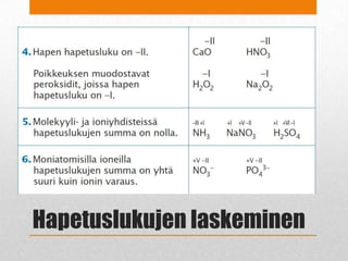 Hapetuslukujen laskeminen
 