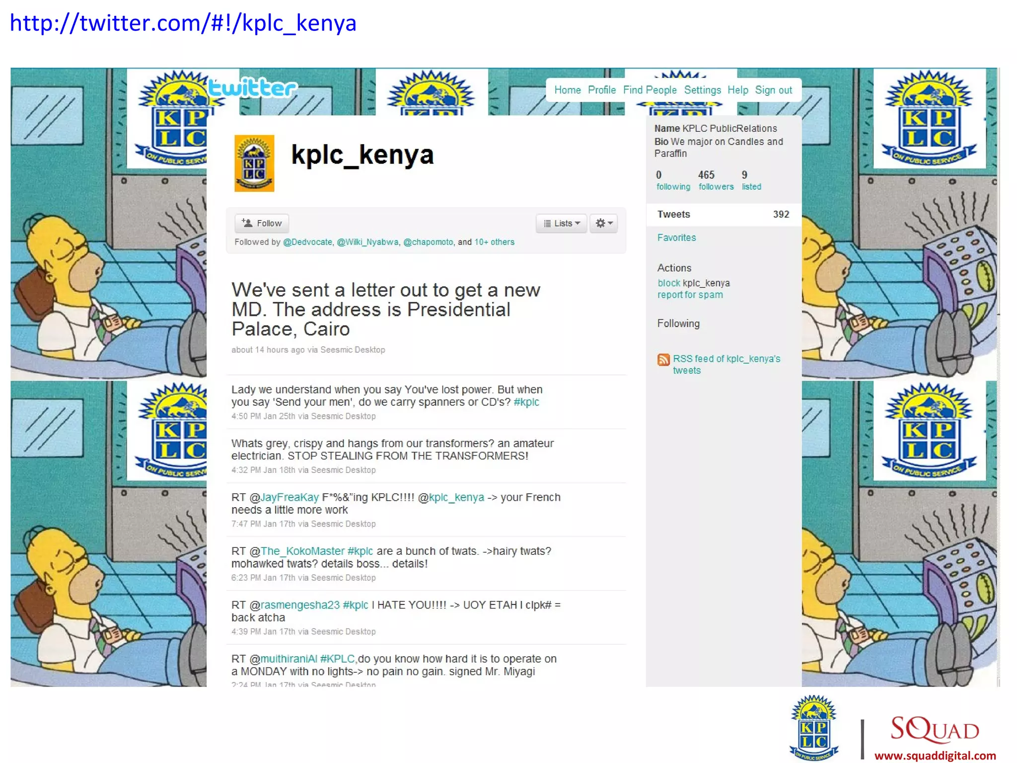 http://twitter.com/#!/kplc_kenya




                                   |   www.squaddigital.com
 