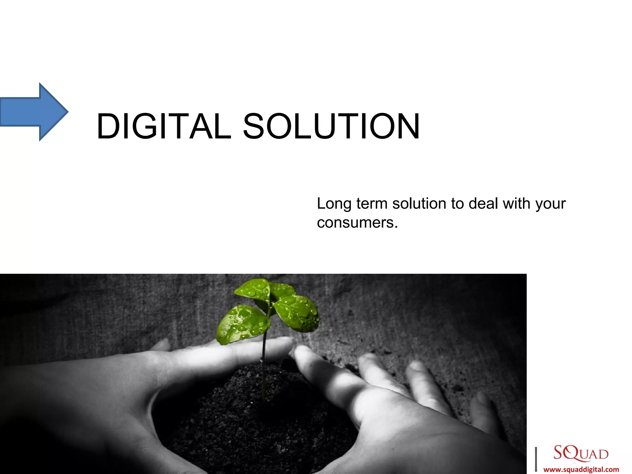 DIGITAL SOLUTION

          Long term solution to deal with your
          consumers.




                                         |   www.squaddigital.com
 