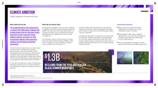 ENVIRONMENT
ENVIRONMENT
What 2030 will look like
Theacceleratedpathtozeroemissionshas
anewNorthStar.Whileclimateambitionswill
escalateaheadofthefirst‘dropdead’interim
targetdateof2030,executionofthese
ambitionswillfaceconstraints.By2030,
organisationswillhaveshiftedawayfrom
avoidanceandoffsettingtoabatement
andremoval.
This shift will be influenced by a number of push
and pull factors, including rising insurance
premiums due to the risk of climate inaction.
Organisations that demonstrate a clear pathway
to beyond net zero will be reputationally more
resilient but they will need to clearly demonstrate
how their projects address the underlying cause, as
simply paying to offset carbon will be insufficient.
In the race to decarbonise, a level of transitionary
disruption will ensue due to consumer demand
and organisational aspiration outpacing policy and
planning.
CLIMATEAMBITION
Carbon negative is the new north star
35
Microsoft, Microsoft will be carbon negative by 2030, January 2020.
36
KPMG Australia, 30 Voices On 2030: The Future of Energy, September 2021
37
Taylor Fry, RADAR 2020, September 2020.
38
Scott Hardman and Gil Tal, Understanding Discontinuance Amongst California’s Electronic Vehicle Owners, Nature Energy, 2021.
Unanswered questions

What will be the catalyst that shifts
organisational mindsets from carbon
offsetting to carbon removal?

What happens after carbon negative?
Will ESG front runners make contributions
towards paying down the carbon debt
of other organisations?

How can organisations change but remain
agile amidst shifting sustainability goal posts?
What We Are Seeing Today
Microsoft has pledged to become carbon negative
by 2030 and remove historical carbon emissions by
2050. They have also committed US$1 billion to a
climate innovation fund to accelerate technology
developments and deployment of new climate
innovations35
.
Tim Buckley, Director of the Institute for Energy
Economics and Financial Analysis (IEEFA), notes
that: “in 2030, you cannot operate a company
which destroys the environment.
”36
Climate change and natural perils are top concerns
facing the insurance industry, particularly in the wake
of $1.3 billion in claims from the 2019 Australian Black
Summer bushfires37
.
Transitionary disruption is evidenced in a recent study.
In California, where EV per capita is second highest
in the world, results showed that nearly 20% of EV
buyers would go back to a fossil fuel car due to lack of
public charging infrastructure and no suitable charging
facility at home38
.
INCLAIMSFROMTHE2019AUSTRALIAN
BLACKSUMMERBUSHFIRES
1.3B
$
2
KPMG
2030
ESG
PREDICTIONS
REPORT
©2021 KPMG, an Australian partnership and a member firm of the KPMG global organisation of independent member firms affiliated with KPMG international limited, a private english company limited by guarantee. 
All rights reserved. The KPMG name and logo are trademarks used under license by the independent member firms of the KPMG global organisation. Liability limited by a scheme approved under professional standards legislation.
20
3
0
0
 