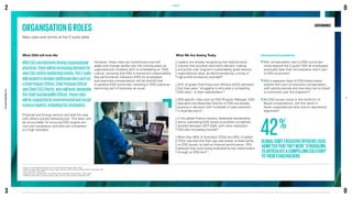 ORGANISATIONROLES
New roles and remits at the C-suite table
GOVERNANCE
69
Forbes, A Sustainability Revolution Is Coming, Are Leaders Ready?, March 2021.
70
KPMG Australia, ESG, Corporate Purpose, Cyber, Top List of CEO Priorities, KPMG Outlook, September 2021.
71
Seek, Job Search: ESG, 2021.
72
Financial Times, Jobs Bonanza in Stewardship and Sustainable Investing Teams, March 2020
73
KPMG Australia, ESG, corporate purpose, cyber, top list of CEO priorities, September 2021.
GOVERNANCE
What 2030 will look like
WithESGcommitmentsdrivingorganisational
practices,therewillbeincreasingdemandfor
newESG-centricleadershipteams.TheC-suite
willexpandtoincludeadditionalrolessuchas
aChiefImpactOfficer,ChiefPurposeOfficer
andChiefESGEthicist,whowillworkalongside
theChiefSustainabilityOfficer.Theseroles
willbesupportedbyenvironmentalandsocial
scienceexperts,includingESGstrategists.
Financial and Energy sectors will lead the way,
with others quickly following suit. This team will
be accountable for ensuring ESG targets are
met and compliance activities are completed
to a high standard.
However, these roles are transitionary and will
adapt and change rapidly over the coming years as
organisational mindsets shift to embedding an ‘ESG
culture,’ ensuring that ESG is everyone’s responsibility.
Key performance indicators (KPI) for employees
and executive compensation will be directly tied
to positive ESG outcomes, resulting in ESG practices
becoming part of business as usual.
Leaders are already recognising that dysfunctional
cultures that prioritise short-term decision making
and profits over long-term sustainability goals destroy
organisational value, as demonstrated by a string of
high-profile emissions scandals69
.
42% of global Chief Executive Officers (CEO) admitted
that they were “struggling to articulate a compelling
ESG story” to their stakeholders70
.
ESG specific roles such as ESG Program Manager, ESG
Specialist and Associate Director of ESG are already
growing in demand, with hundreds of open positions
in Australia alone71
.
In the global finance industry, dedicated stewardship
teams overseeing ESG issues at portfolio companies
doubled between 2017-2020, with other dedicated
ESG jobs increasing fourfold72
.
More than 46% of Australian CEOs and 30% of global
CEOs reported that their pay was based, at least partly,
on ESG issues, as well as financial performance. 70%
believed they were being evaluated by key stakeholders
through an ESG lens73
.
Unanswered questions

Will compensation tied to ESG outcomes
move beyond the C-suite? Will all employees
eventually have their remuneration tied in part
to ESG outcomes?

Will a separate class of ESG-linked share
options form part of executive compensation,
with vesting periods and claw back terms linked
to outcomes over the long-term?

As ESG issues come to the forefront of
Board conversations, will this result in
fewer organisational silos due to operational
alignment?
What We Are Seeing Today
42%
GLOBALCHIEFEXECUTIVEOFFICERS(CEO)
ADMITTEDTHATTHEYWERE“STRUGGLING
TOARTICULATEACOMPELLINGESGSTORY”
TOTHEIRSTAKEHOLDERS
2
KPMG
2030
ESG
PREDICTIONS
REPORT
©2021 KPMG, an Australian partnership and a member firm of the KPMG global organisation of independent member firms affiliated with KPMG international limited, a private english company limited by guarantee. 
All rights reserved. The KPMG name and logo are trademarks used under license by the independent member firms of the KPMG global organisation. Liability limited by a scheme approved under professional standards legislation.
32
3
0
0
 