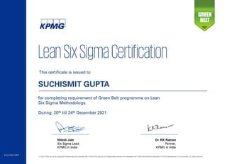 KPMG Lean 6 sigma Green Belt