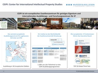 © 2018 WURZER & KOLLEGEN, München- 2 -
CEIPI: Center for International Intellectual Property Studies
CEIPI ist ein europäi...