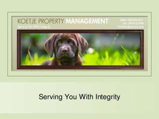 Serving You With Integrity
 