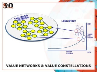 THE MESHLONG SNOUTHIGHLOWVALUEPER CLIENTNBR OFCLIENTSVALUE NETWORKS & VALUE CONSTELLATIONS