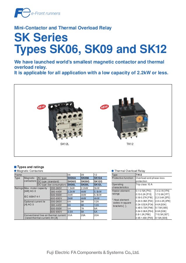 Mini-Contactor and Thermal Overload Relay - Fuji Electric contactor and overload wiring diagram 