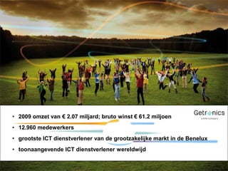 DE CONVERGENTIE VAN TELECOM EN IT…IT servicesICTTelecomWorkspaceManagementUnified communication servicesMobile paymentsSoftware as a  ServiceMobile workspaceReal TimeinfrastructureConnectivity services(fixed and mobile)Mobile supplychain managementDesktop video conferencingFuture Ready WorkspaceConsulting Services