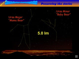 Preserving the stories Ursa Minor “ Baby Bear” Ursa Major “ Mama Bear” 5.0 lm 