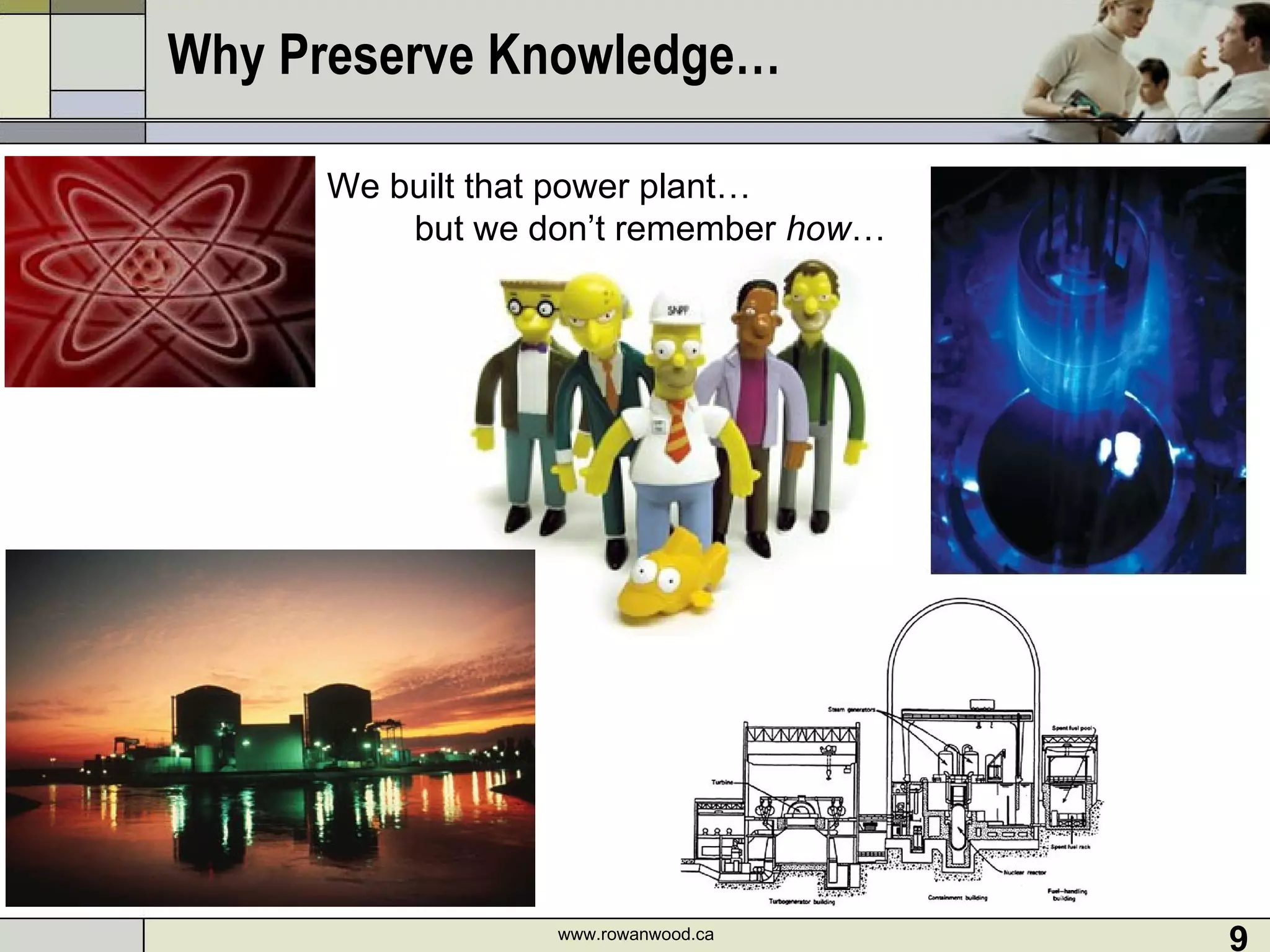 Why Preserve Knowledge… www.rowanwood.ca We built that power plant…   but we don’t remember  how … 