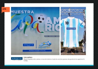 COPA AMÉRICA
Abasto Shopping invitó a realizar un recorrido histórico a través de una de las pasiones más grandes de los argentinos: EL
FUTBOL.
 