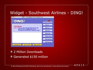 Widget - Southwest Airlines - DING! 2 Million Downloads Generated $150 million 