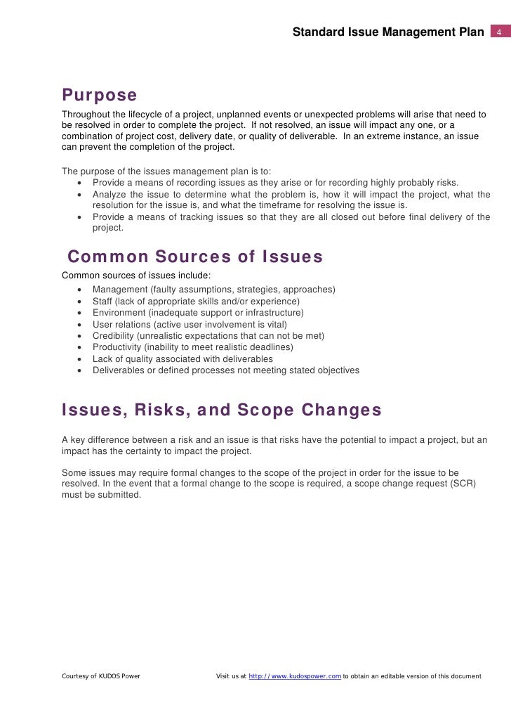 Issue Management Plan