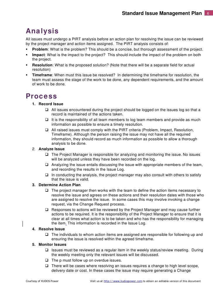 Issue management process example picture