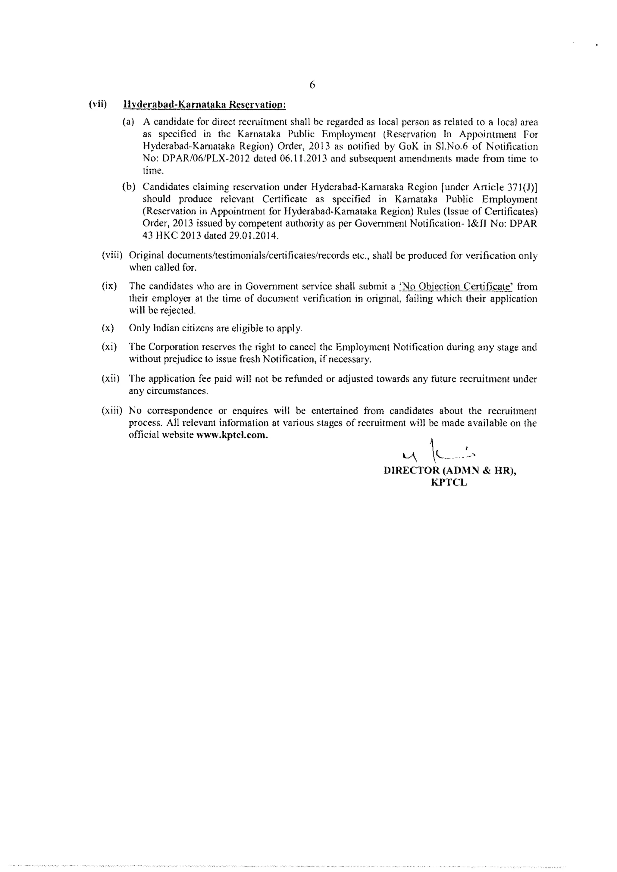 KPTCL employment notification for the posts of Assistant Engineer and Assistant Account Officer -2015