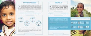 ince 1999, Kingdom Partners has traveled across oceans, raced
hundreds of miles, trotted across finish lines, golfed in tournaments,
and hosted numerous events. You have thought outside the box
and organized creative fundraisers to share hope for those in need around
the world. You’ve taken giant leaps of faith to reach a hurting world with the
compassionate love of Jesus Christ.
ingdom Partners is a group of game-changers.
In 16 short years, you have raised $7,773,565,
impacting more than 1.5 million people with
help and hope. Since 1999, you have been dedicated to
making a difference—sowing seeds that will flourish for
generations to come.
An d 20 1 5 wa s n o d if fe re nt ! T h i s y e ar, y o u
a cco m pl i sh e d am a z i n g th i n g s fo r th e Ki n g d o m :
Thank you for your compassion and faithful partnership.
Our prayer for Kingdom Partners is that your circles
of influence will grow, you will continue to have great
compassion for the needs of the world, and you will have
God-sized vision, trusting Him to accomplish great things
through your work.
You are a light in the darkness for families and communities
without hope. Keep pushing forward as you stand in the
gap with families who have nowhere to turn. Thank you for
helping us fulfill our mission . . . bringing help for today
and hope for tomorrow.
I n 20 1 5 al o n e , y o u p rov i d e d an a m a z i n g
$92 9,93 2 , wh i ch i m p a c te d 1 0 8 , 14 2 p e o p le .
Thank you for investing in causes that make a difference for eternity!
Worldwide, these events are having a huge impact in the lives of thousands
of individuals. At home, you’re making a difference too—you’re sharing
what God is doing, demonstrating Christ-like love, and recruiting potential
partners. You’re changing the world!
Raised $64,975
Raised $32,185
Raised $299,193
Raised $33,000
FUNDRAISERS IMPACT
What Kingdom Partners accomplished in 2015:
2015 Kingdom Partners | 29 2015 Kingdom Partners | 30
 