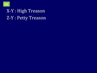 X-Y : High Treason Z-Y : Petty Treason  16 