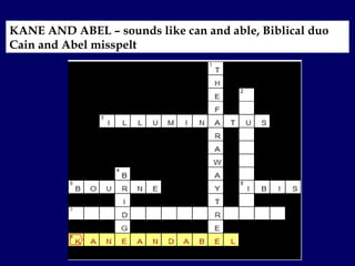 KANE AND ABEL – sounds like can and able, Biblical duo Cain and Abel misspelt 
