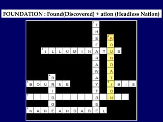 FOUNDATION : Found(Discovered) + ation (Headless Nation) 