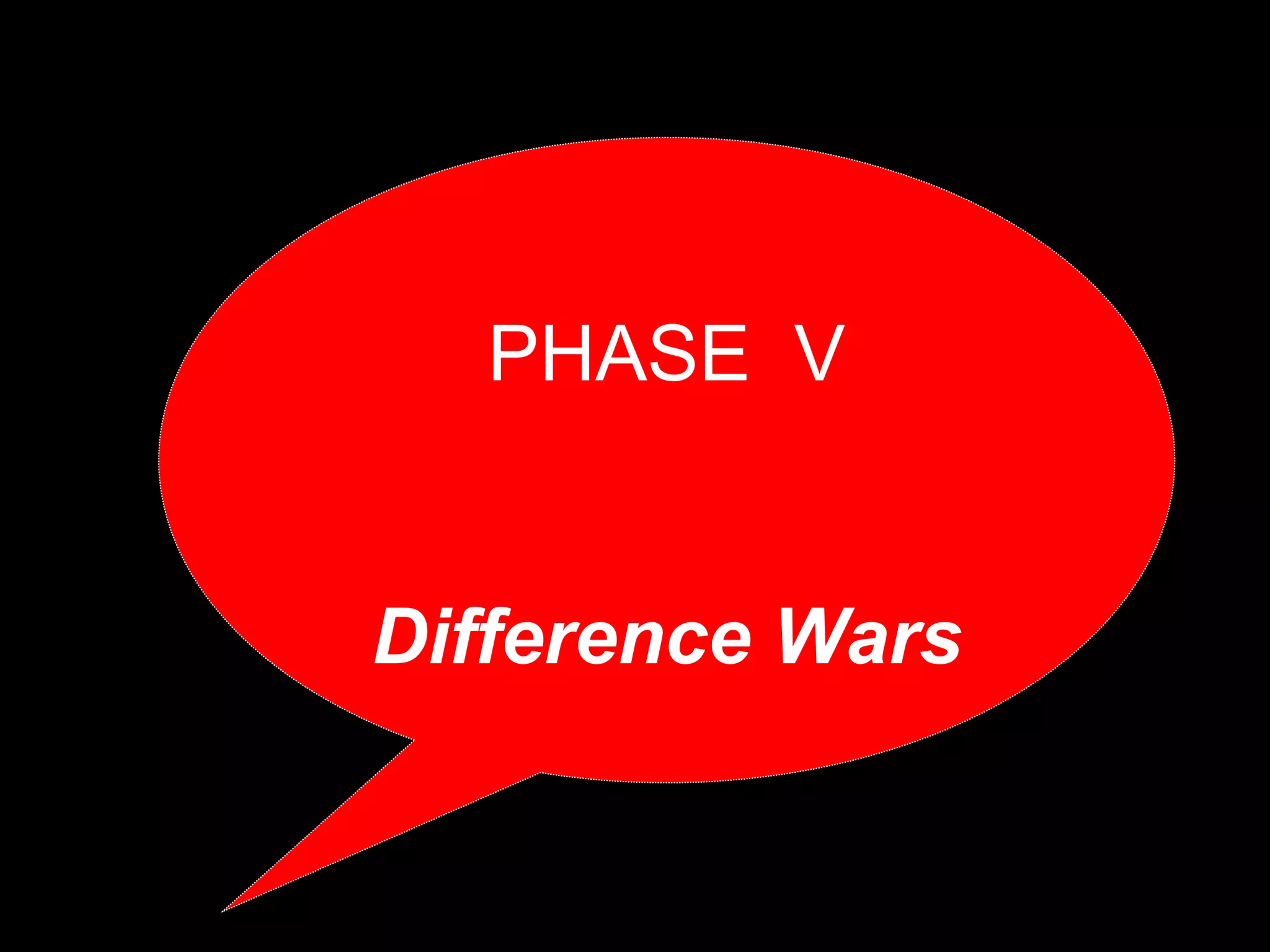 PHASE V
Difference Wars
 