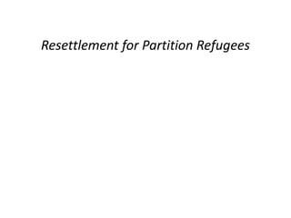 Resettlement for Partition Refugees 
 